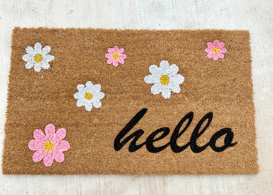 Pink and White Flowers and a hello