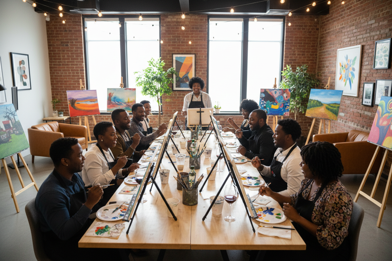 black people paint and sip